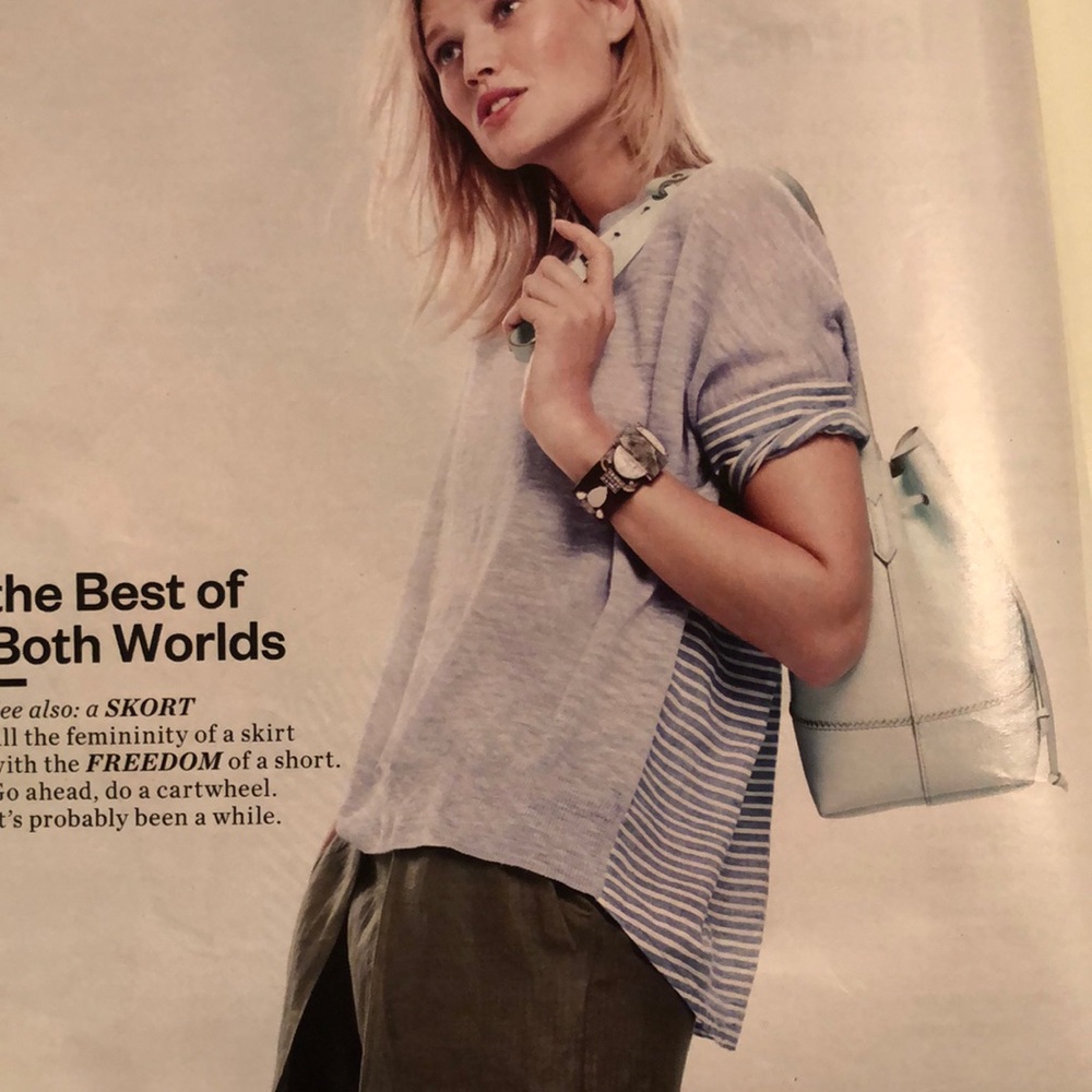 JCrew mixed-media short sleeve sweater